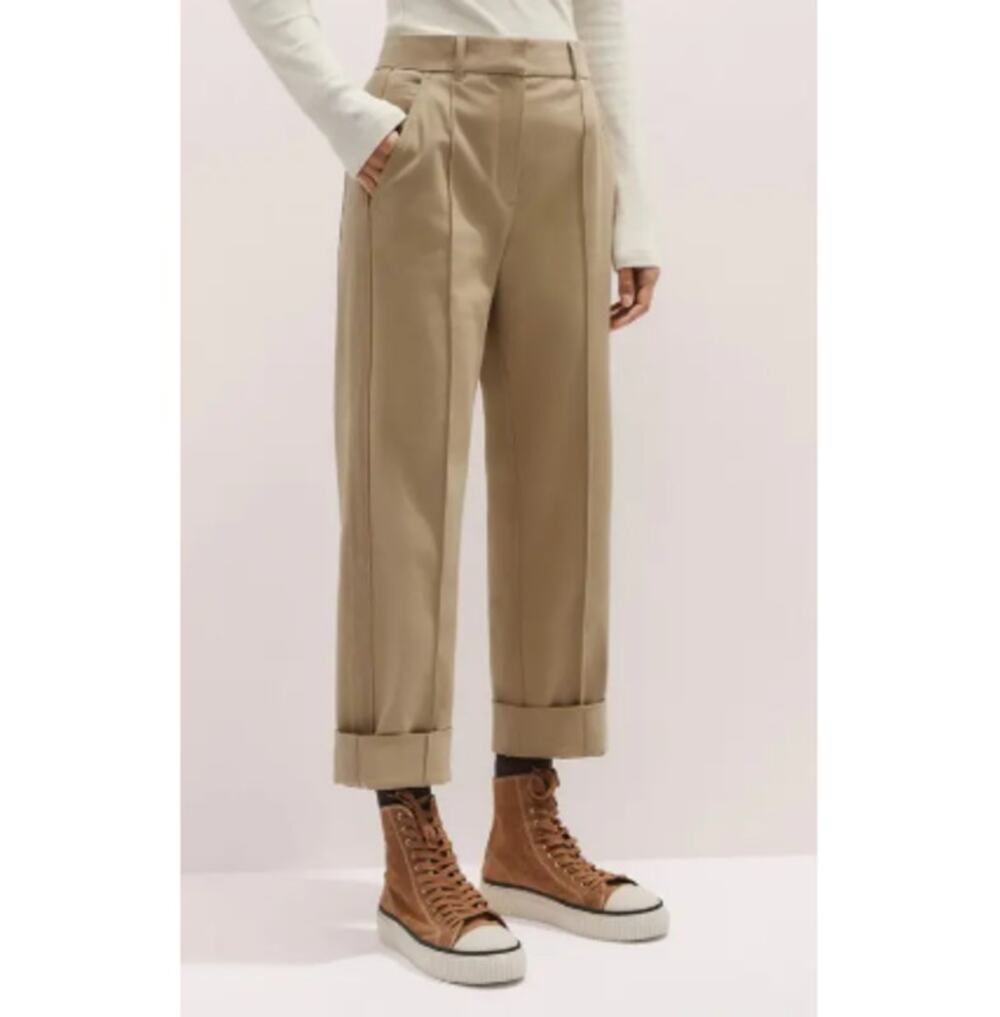 ME+EM Camel Slim Crop Side Stripe Trouser Pants Size 6